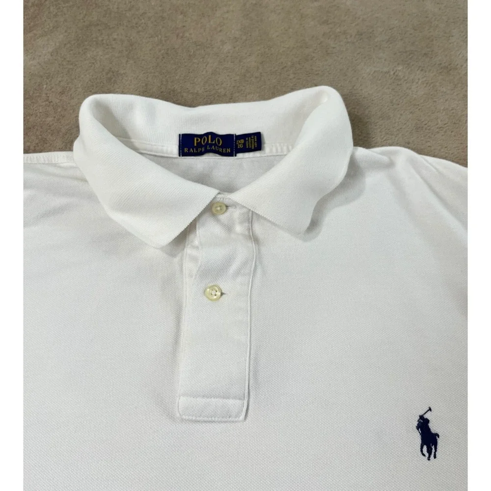 Polo Ralph Lauren polo Shirt Men's size 2XB Big & Tall White pique Long Sleeve
